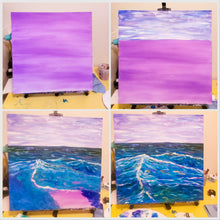 Load image into Gallery viewer, Studio photos of the process of West Beach original painting 

