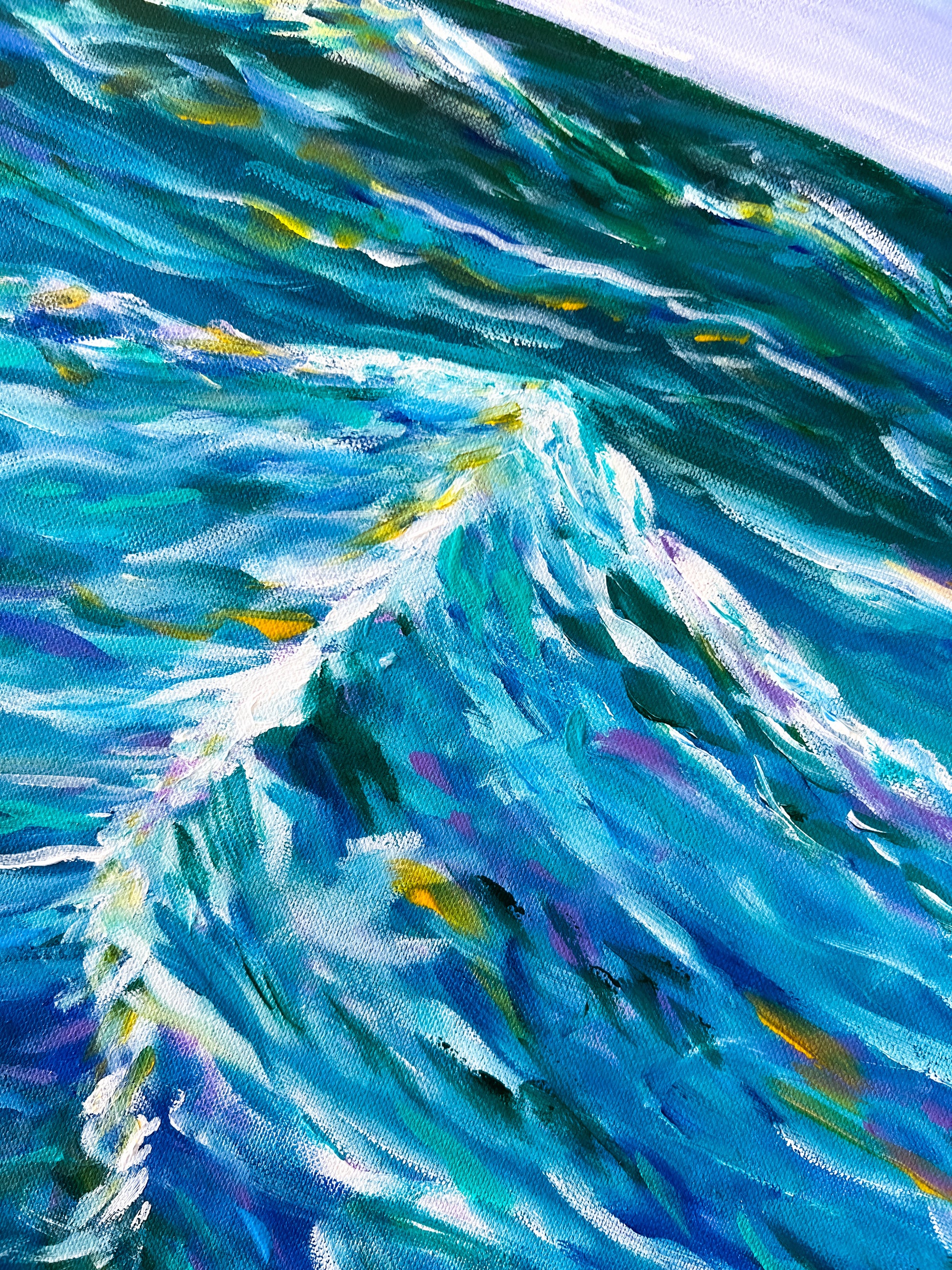 Detail of wave on West Beach painting 