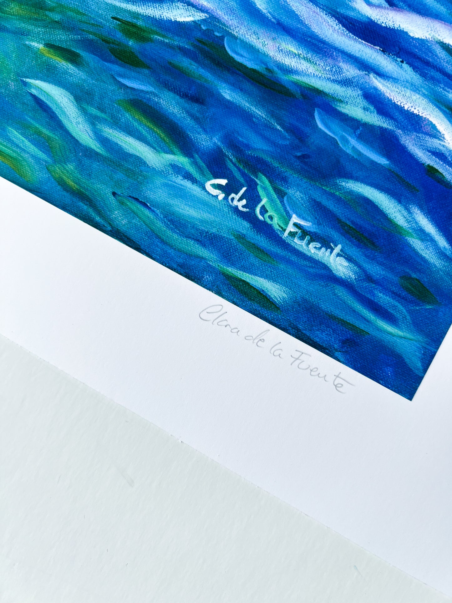 Close up of seascape art print of West Beach in Indiana Dunes National Park during female solo trip with signature 