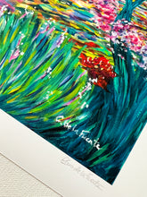 Load image into Gallery viewer, Colorful Expressionist Landscape art print inspired in Hawaii from Clara de la Fuente Artist hand signed by artist
