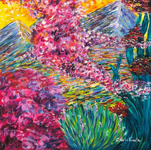 Load image into Gallery viewer, Colorful Expressionist Landscape art print inspired in Hawaii from Clara de la Fuente Artist
