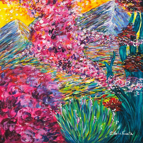 Colorful Expressionist Landscape art print inspired in Hawaii from Clara de la Fuente Artist