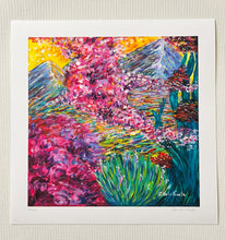 Load image into Gallery viewer, Colorful Expressionist Landscape art print inspired in Hawaii from Clara de la Fuente Artist hand signed
